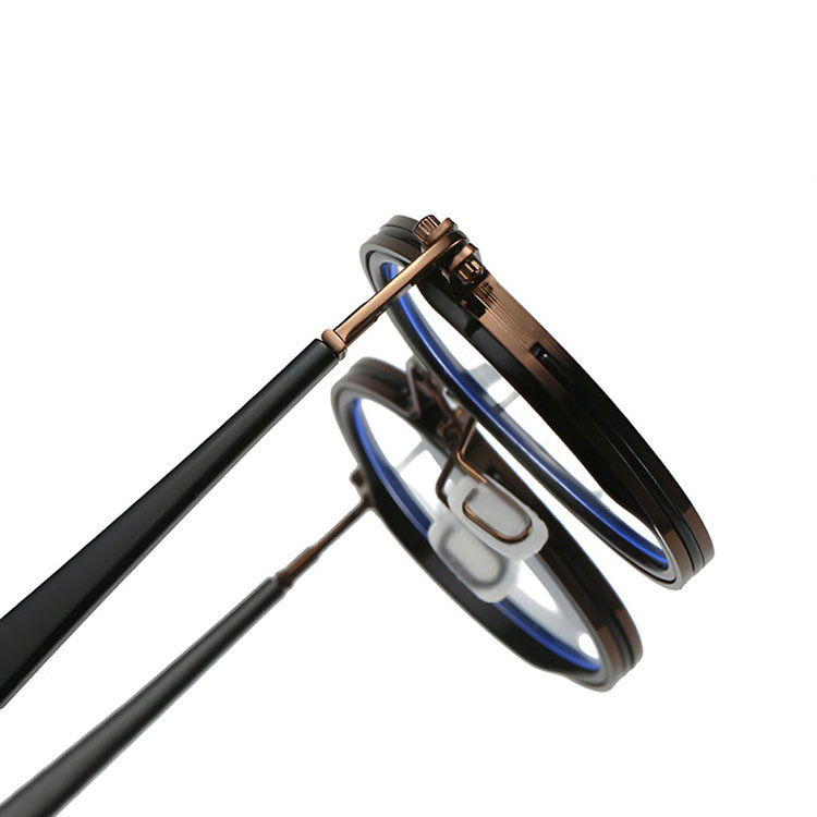 【話題のスタイル・異素材MIX】Eterlens 老眼鏡 おしゃれなラウンド型 | 軽量アセテート×メタル | 快適な掛け心地 | 度数豊富・ユニセックス - 商品画像 5/13 (Round BlueGuard)