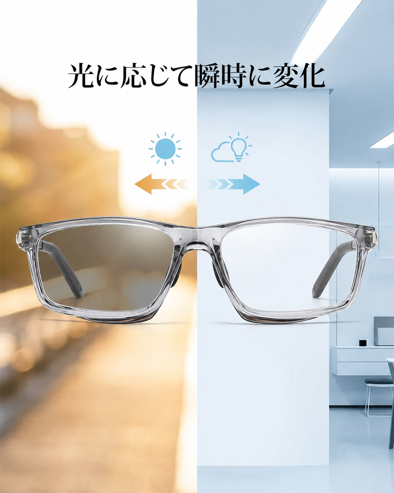 [Gray] Eterlens リーディングミラー "ヴァーテックス" | 全ての機能をこの1本に集約 | 遠近両用 調光レンズ ブルーライトカット | 快適フィットの調整可能鼻パッド、滑り… 商品説明画像 5