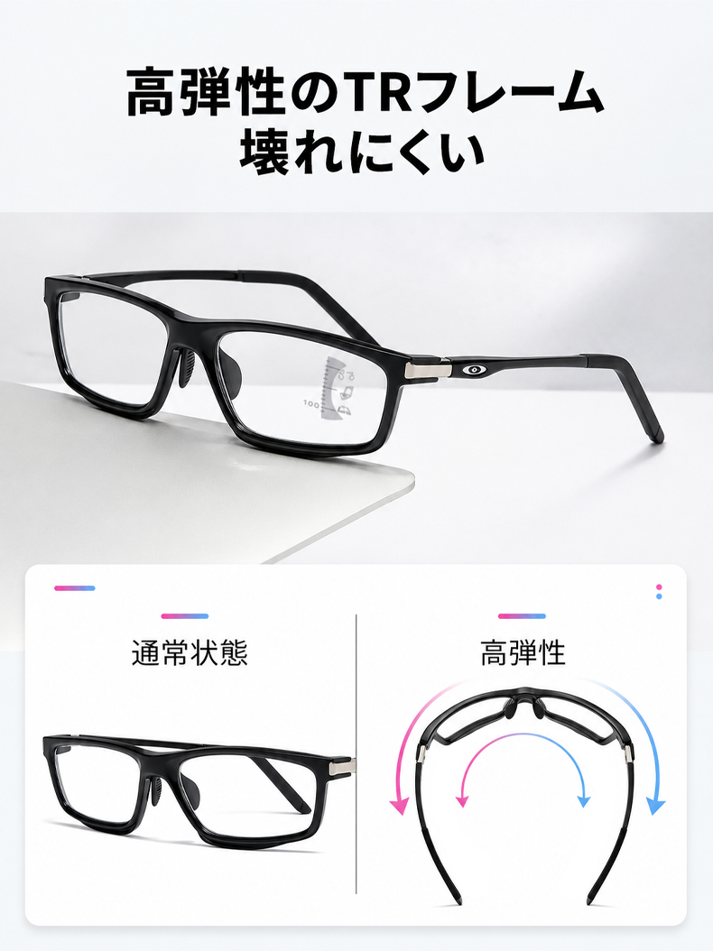 [Black]【調光・遠近両用】Eterlens 老眼鏡 おしゃれ スクエア | スマート調光・ブルーライトカット | スポーティデザイン・アウトドア兼用 商品説明画像 16