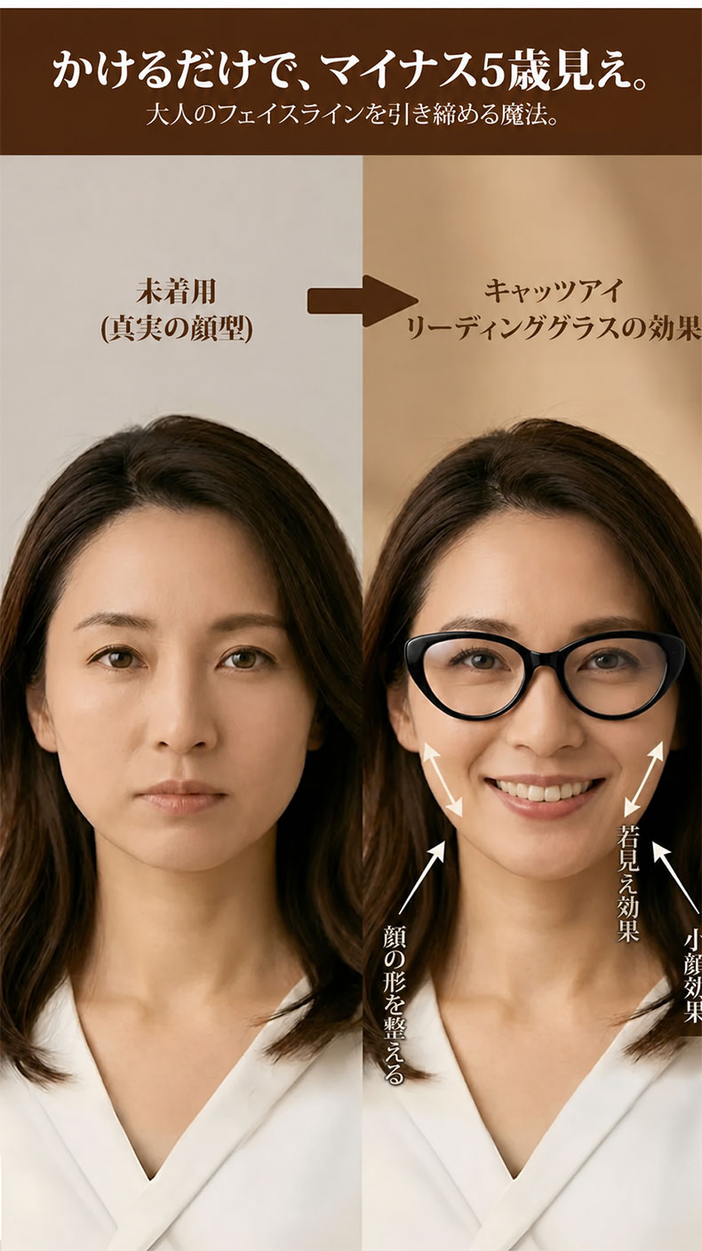 【リフトアップ効果・一番人気】Eterlens レディース フォックス型 リーディンググラス|小顔見え|エレガント|ブルーライトカット 商品説明画像 4