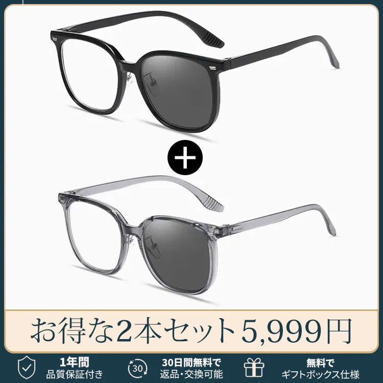 【調光レンズ・光に合わせて変化】Eterlens 紫外線で色が変わる老眼鏡｜滑り止めテンプル｜室外・室内兼用｜ユニセックス