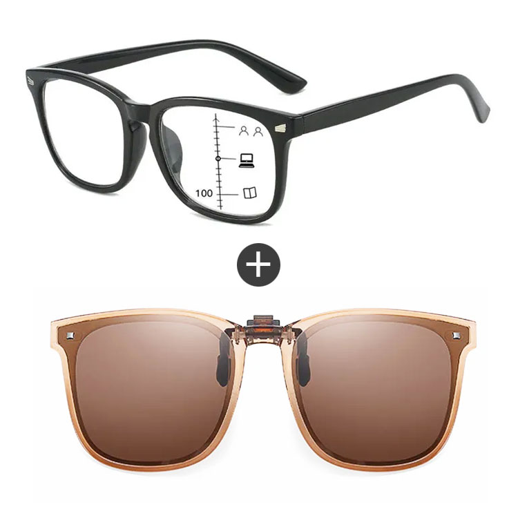 遠近両用累進多焦点ブルーライトカットビッグフレーム老眼鏡 | Wellington Progressive | Eterlens