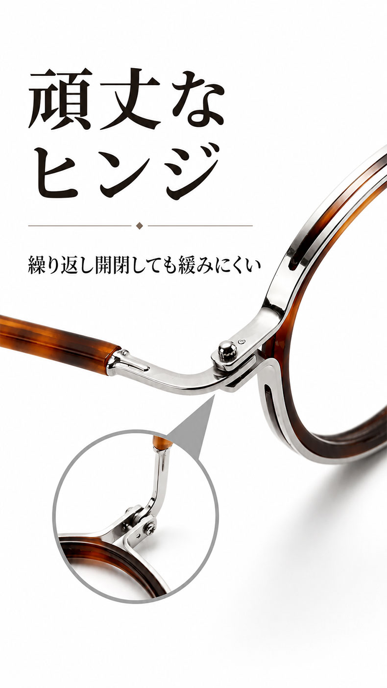 【小顔効果・レトロな鯖江風】Eterlens 老眼鏡 おしゃれ 丸メガネ 度付き | クラシックなボストン型軽量フレーム | べっ甲調デザイン・男女兼用 商品説明画像 5