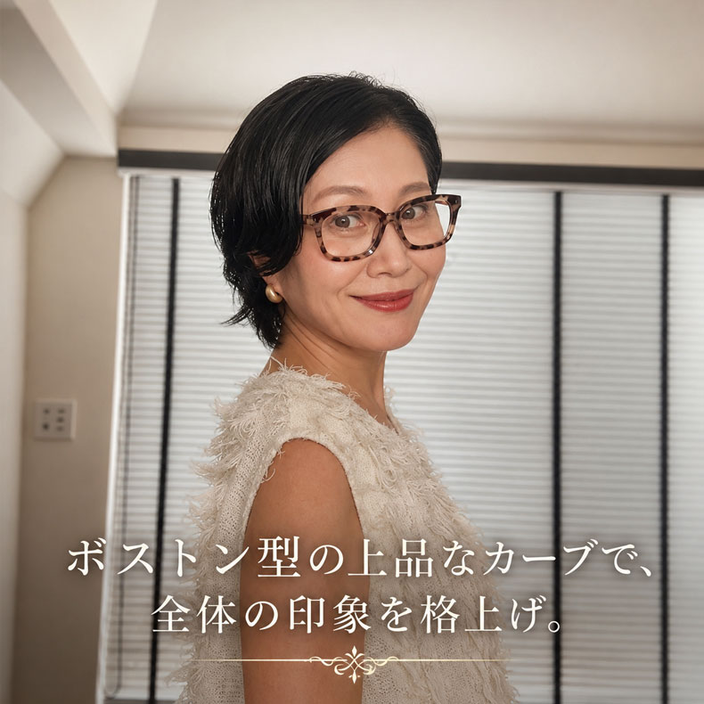Eterlens 知性の窓  | ブルーライトカット老眼鏡ビッグフレームウェリントン型-White tortoise shell