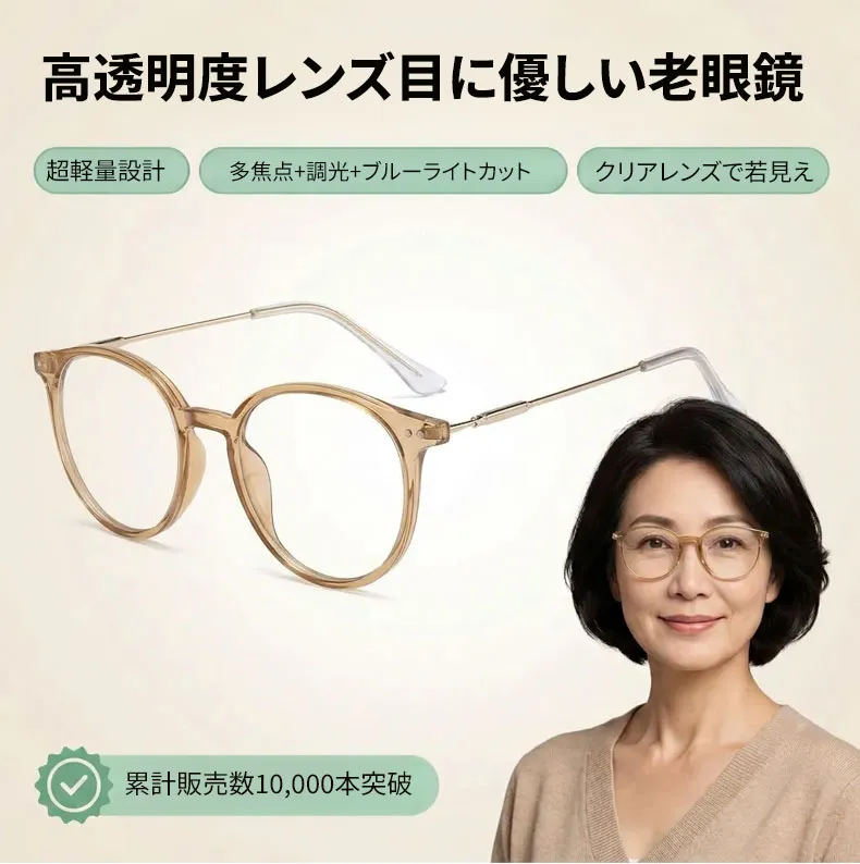 超軽量クリア老眼鏡 | Boston Progressive | Eterlens