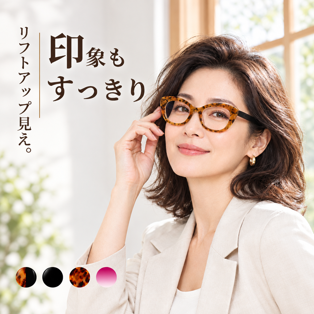 【若見え・小顔効果】Eterlens フォックス型 老眼鏡 おしゃれ | 究極の小顔効果ビッグフレーム | 上品さ漂うレディース老眼鏡 商品画像 2