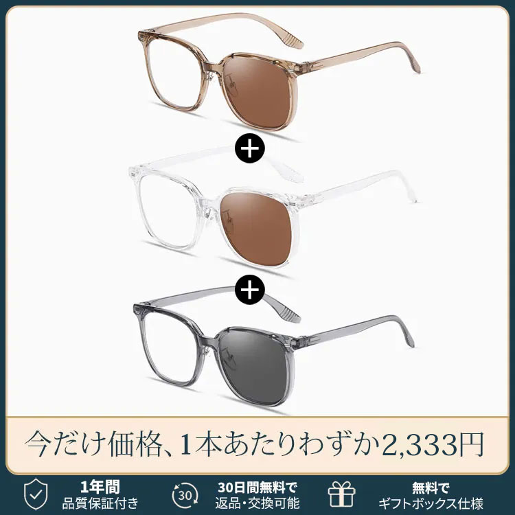【調光レンズ・光に合わせて変化】Eterlens 紫外線で色が変わる老眼鏡｜滑り止めテンプル｜室外・室内兼用｜ユニセックス