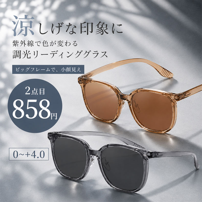 [brown]【調光レンズ・光に合わせて変化】Eterlens 紫外線で色が変わる老眼鏡｜滑り止めテンプル｜室外・室内兼用｜ユニセックス 商品画像 3