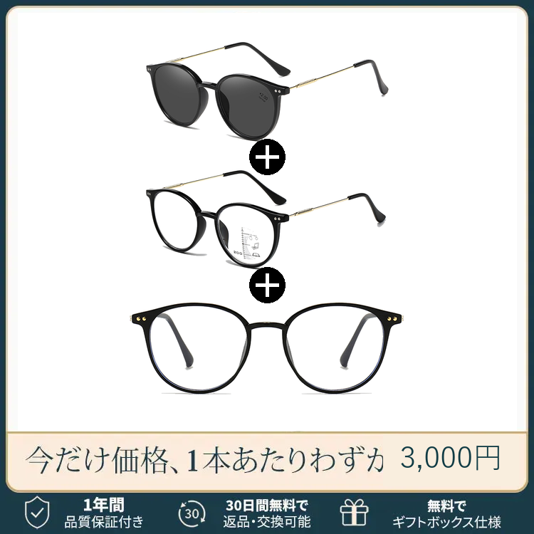 超軽量クリア老眼鏡 | Boston Progressive | Eterlens