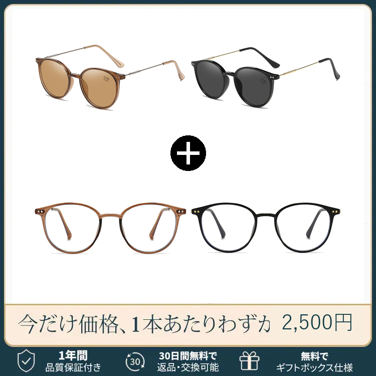 超軽量クリア老眼鏡 | Boston Progressive | Eterlens