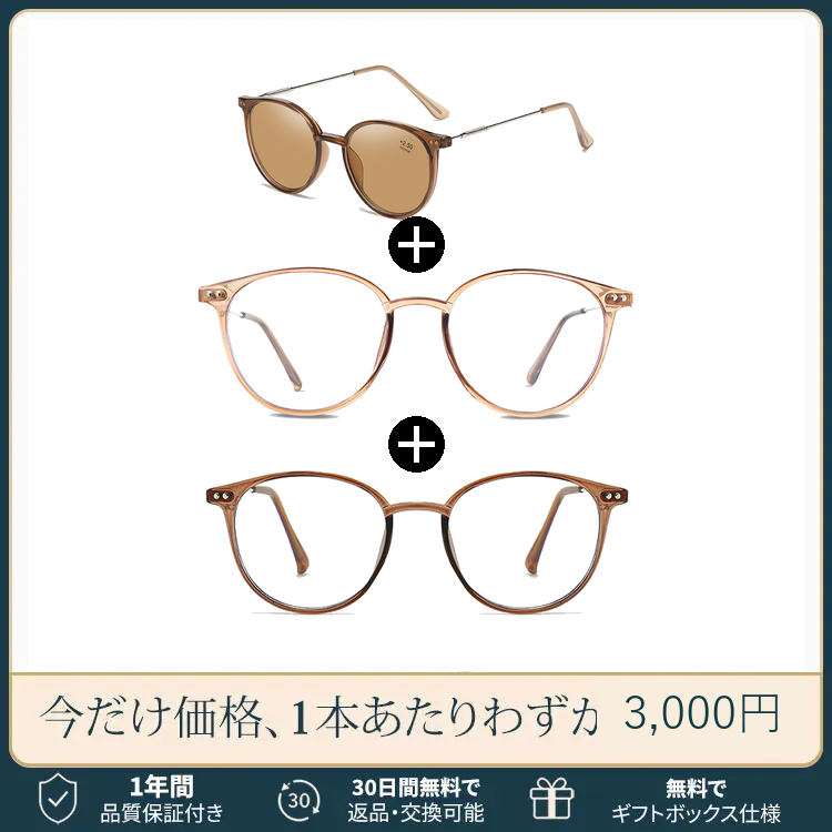 超軽量クリア老眼鏡 | Boston Progressive | Eterlens