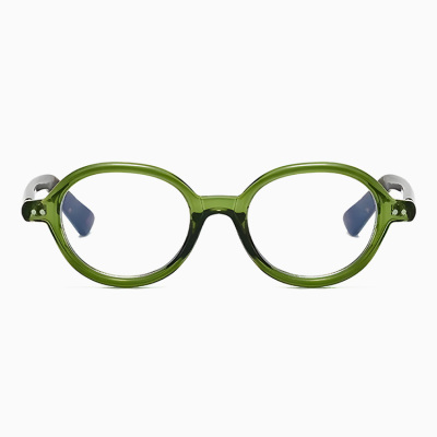 Eterlens「彩（いろどり）」— 知性を彩る、お顔を明るく見せる透き通るようなカラー。老眼鏡に見えない、洗練されたデザイン|TR軽量レトロ眼鏡| - 商品画像 1/8 (Round BlueGuard)