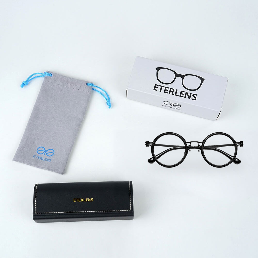 【調光機能・遠近両用】Eterlens |レトロな鯖江風 | サンドイッチ構造のフレーム |クラシックレトロ 小顔効果 |スマート調光 | 近くも遠くもこれ一本| 2色展開