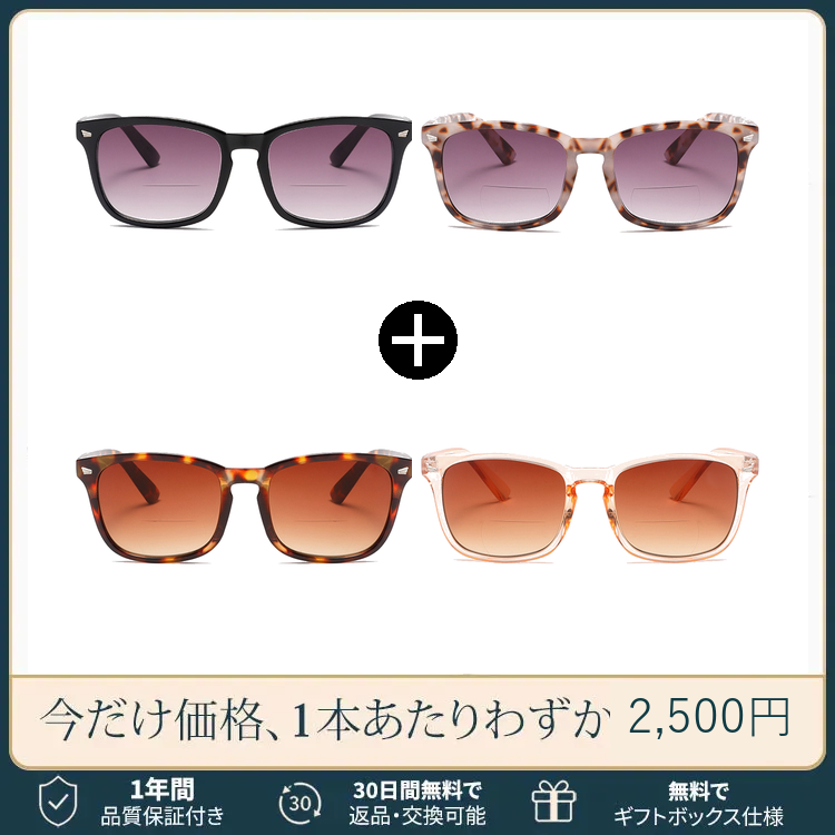 【サングラスと老眼鏡の2in1 】掛け替え不要の偏光リーディングサングラス｜遠近両用・紫外線対策｜日差しの下でも見やすい｜運転・旅行・アウトドアに｜Eterlens