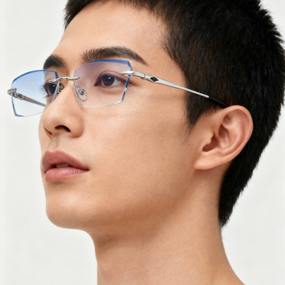 Eterlens｜ダイヤモンドカットブルーレンズリムレス老眼鏡｜ブルーライトカット｜ビジネス風