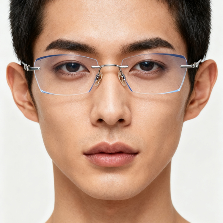 Eterlens｜ダイヤモンドカットブルーレンズリムレス老眼鏡｜ブルーライトカット｜ビジネス風