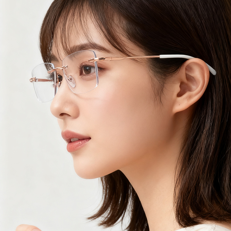 Eterlens｜ミニマルなリムレス老眼鏡｜遠近両用調光ブルーライトカット機能｜シンプルで控えめ