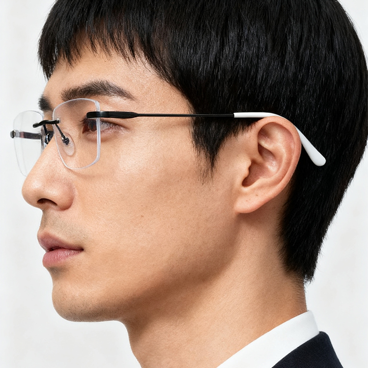 Eterlens｜ミニマルなリムレス老眼鏡｜遠近両用調光ブルーライトカット機能｜シンプルで控えめ