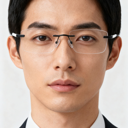 Eterlens｜ミニマルなリムレス老眼鏡｜遠近両用調光ブルーライトカット機能｜シンプルで控えめ