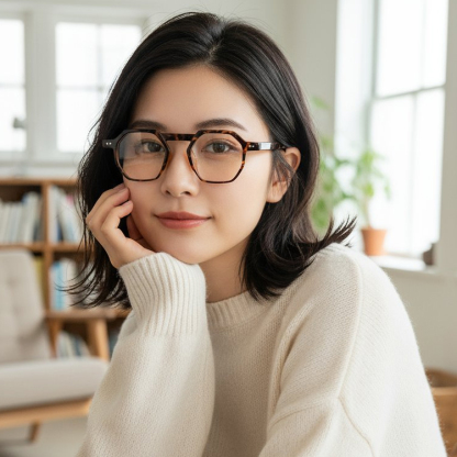 Eterlens｜15.5g 派手な多角形超軽量メガネ｜個性的でファッショナブル