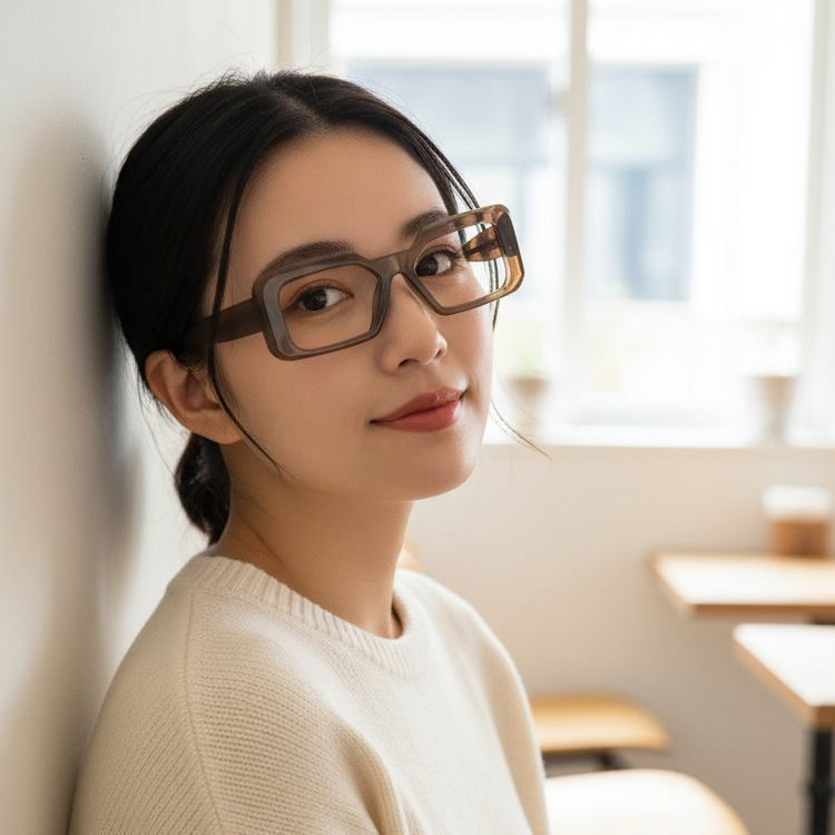 【欧米スタイル・極上の高級感】Eterlensメガネ スクエア型｜高級なアセテートフレーム｜丈夫で歪みにくい 知的な大人メガネ - 商品画像 8/11 (Round RxReady)