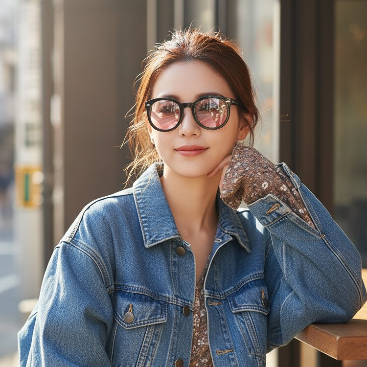 【血色感アップ・美肌効果】Eterlens 度付き チークメガネ | 小顔見えボストンフレーム | 素顔美人・チークカラーレンズ・伊達メガネ - 商品画像 5/5 (Boston RxReady)