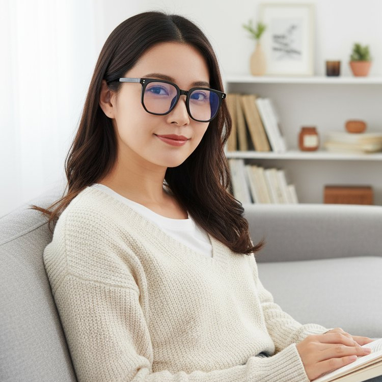 Eterlens｜15.5g ビッグフレームのチークメガネ｜小顔効果