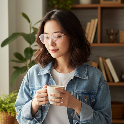 Eterlens｜11g 細リムクラウンパント型チークメガネ｜すっぴんでも映える