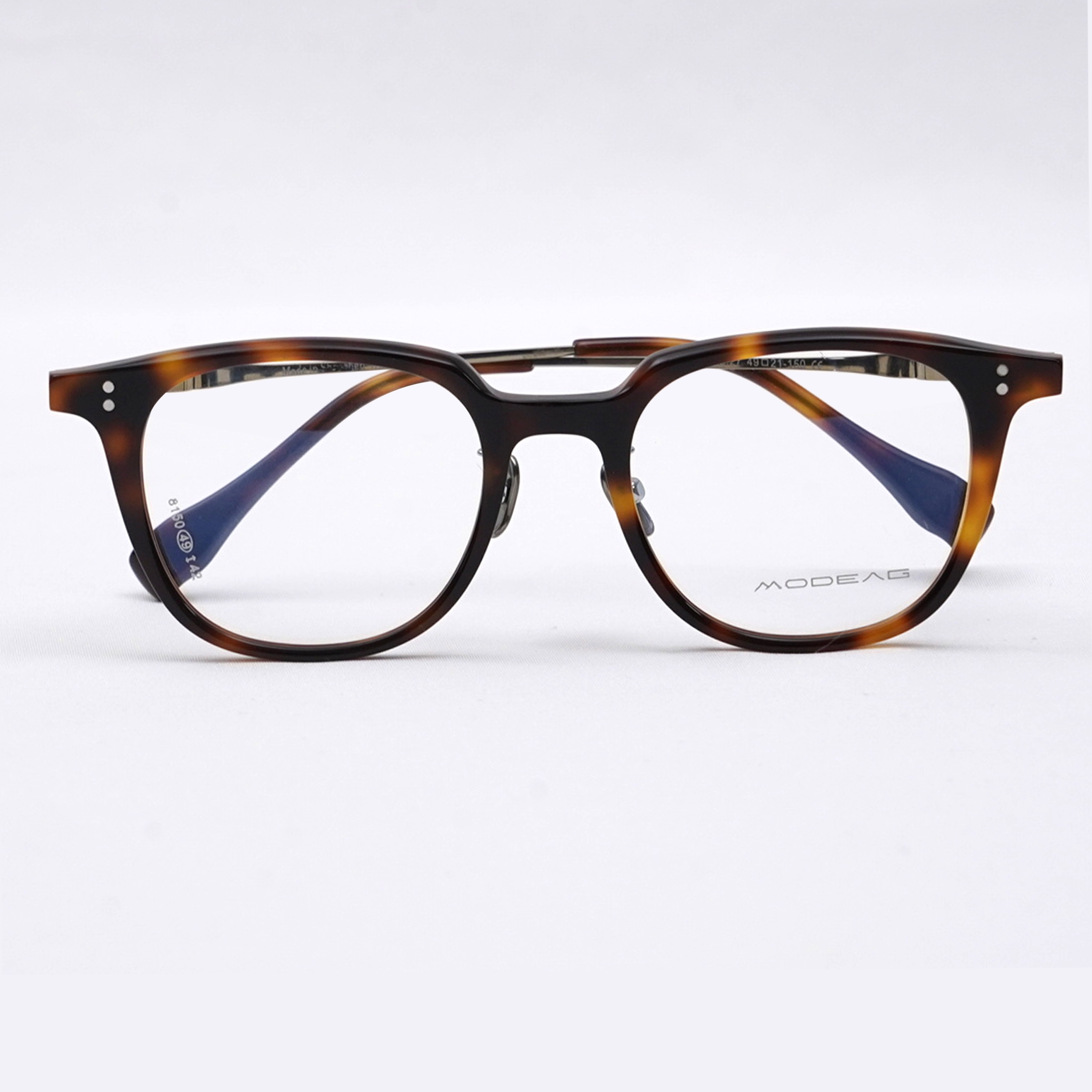 【知的な印象・純チタン】Eterlens 知性の窓｜16.4g 超軽量ボストン型｜アセテートチタン製メガネ｜レトロ風｜オーダーメイド - 商品画像 7/13 (Boston Progressive)