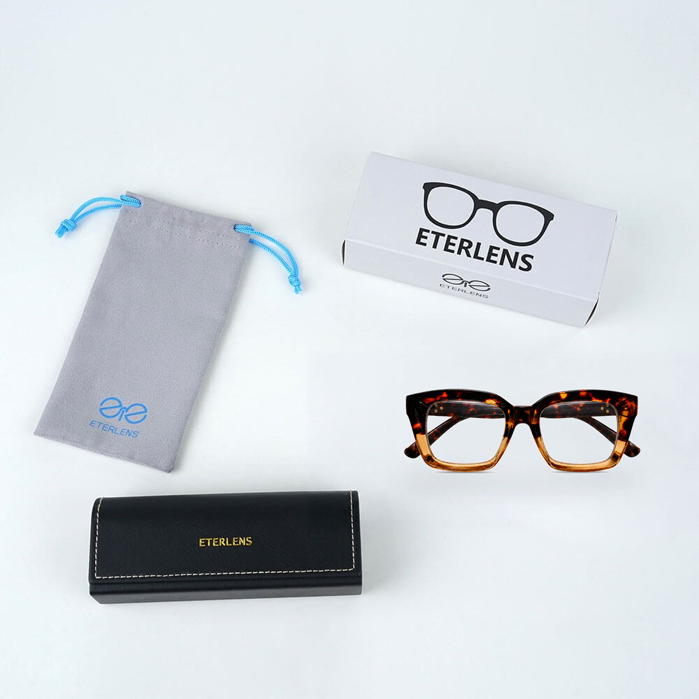 【小顔効果・太縁フレーム】Eterlens おしゃれなビッグフレーム老眼鏡｜クラシック 黒縁｜ブルーライトカット機能｜顔型カバー ｜ユニセックス