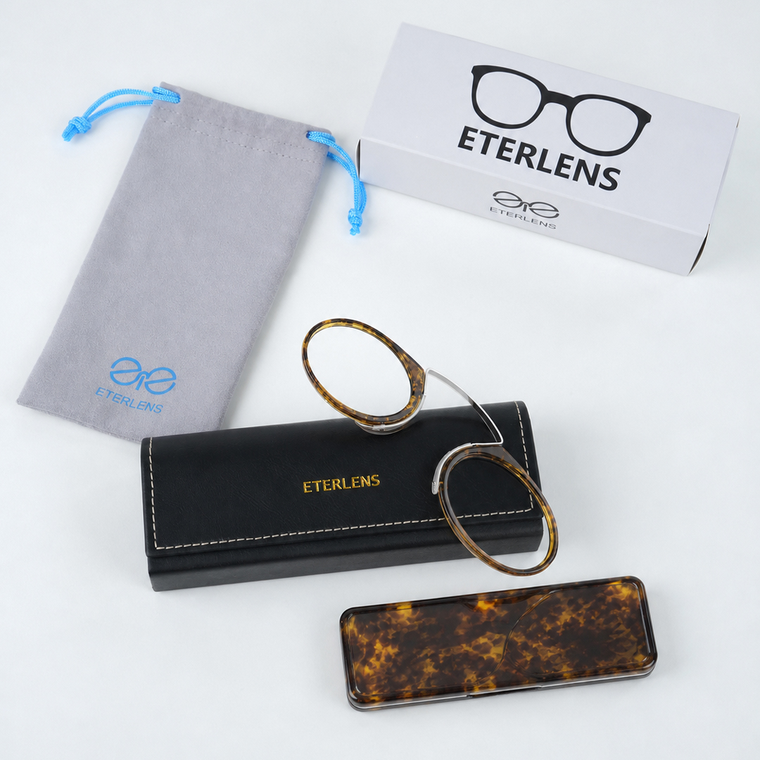 期間限定【1点買うともう1点無料】【財布サイズ・耳を圧迫しない】Eterlens | TR90製ノーズクリップ【Pocket-Air】| テンプルレス| 極薄型デザイン | 携帯性No.1、鼻に挟むだけ | 老眼鏡・リーディンググラス | どこでも読書を楽しむ