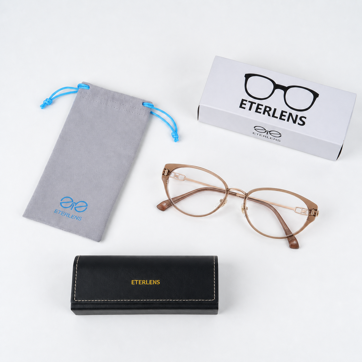 【小顔効果・高級感溢れる】Eterlens フォックス型メガネ | 14.4g超軽量TR+合金フレーム | 度付き対応・ブルーライトカット・レディース