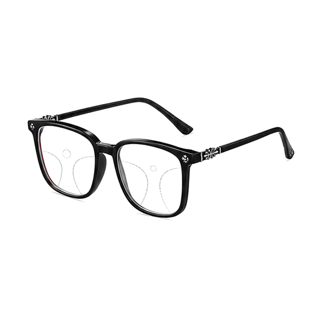 【シルバー彫刻×ビッグウェリントン型】Eterlens｜クロス＆唐草彫刻 リーディンググラス｜曇り止め・ブルーライトカット・遠中近対応｜調光レンズ｜顔まわりをすっきり見せる大きめフレーム