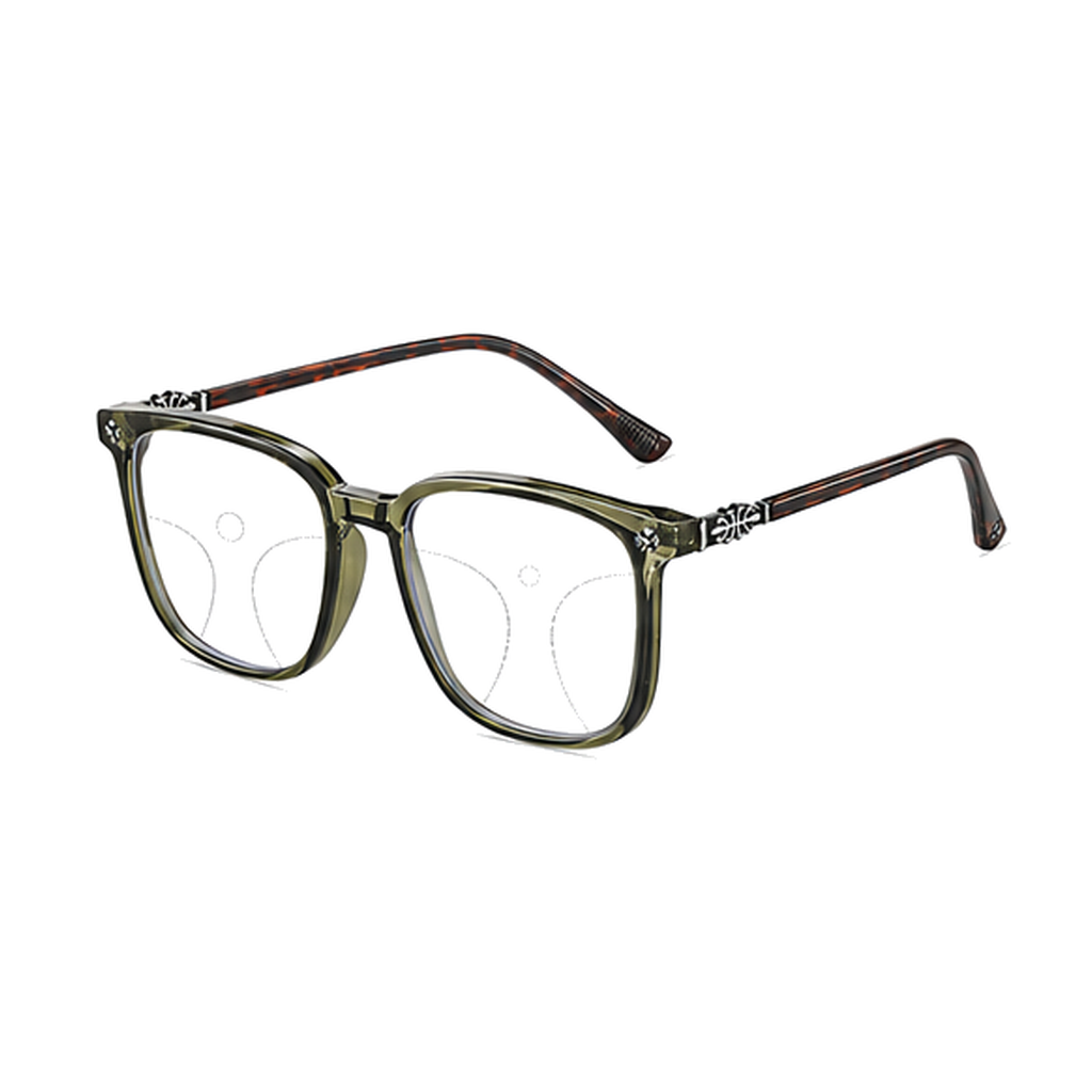 【シルバー彫刻×ビッグウェリントン型】Eterlens｜クロス＆唐草彫刻 リーディンググラス｜曇り止め・ブルーライトカット・遠中近対応｜調光レンズ｜顔まわりをすっきり見せる大きめフレーム