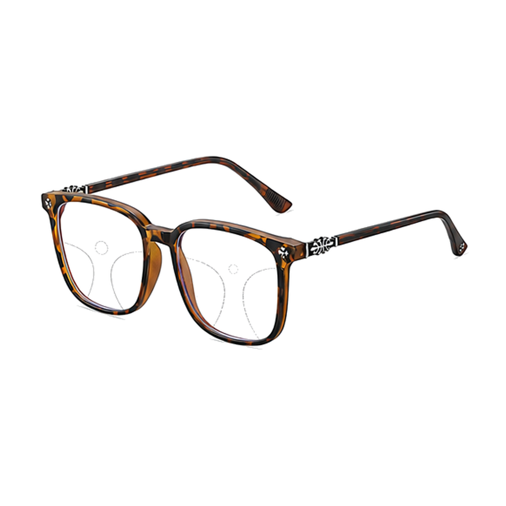 【シルバー彫刻×ビッグウェリントン型】Eterlens｜クロス＆唐草彫刻 リーディンググラス｜曇り止め・ブルーライトカット・遠中近対応｜調光レンズ｜顔まわりをすっきり見せる大きめフレーム