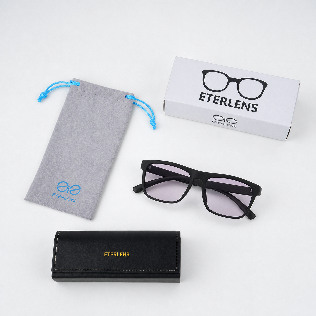 【軽やかなかけ心地・遠近両用】Eterlens｜超軽量PC スクエア型【驚きの軽さ】｜UVカット 快適なサングラス | 度付きサングラス