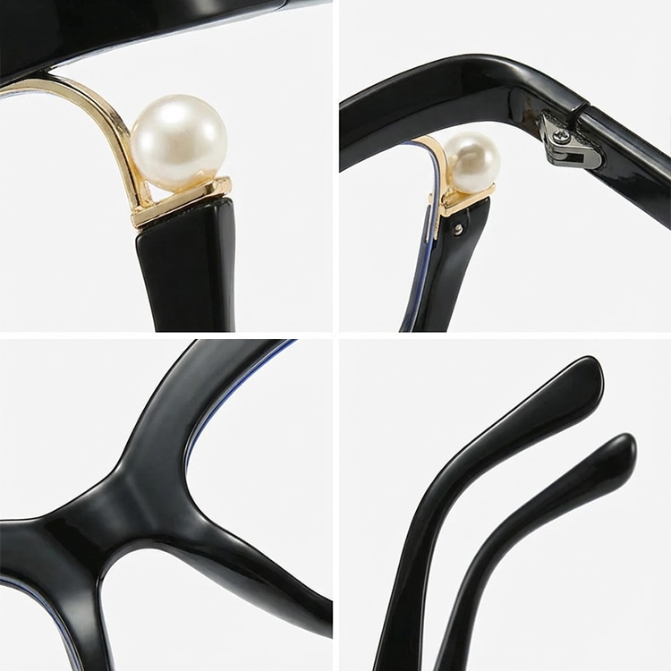 Eterlens-個性的なパール付きキャットアイメガネ