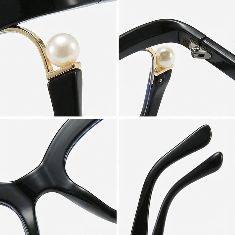 Eterlens-個性的なパール付きキャットアイメガネ