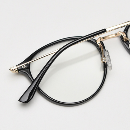 Eterlens クラシックラウンドフレームメタルブリッジ│度数対応可能のブルーライトカットメガネ-Eterlens