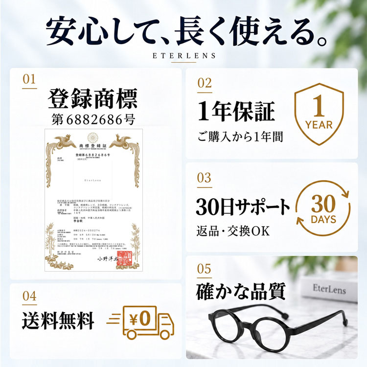 【時の円環・鼻筋すっきり】Eterlens レトロなリーディンググラス │つるの先端にウェイトを配した後方重心設計│快適でずれにくい