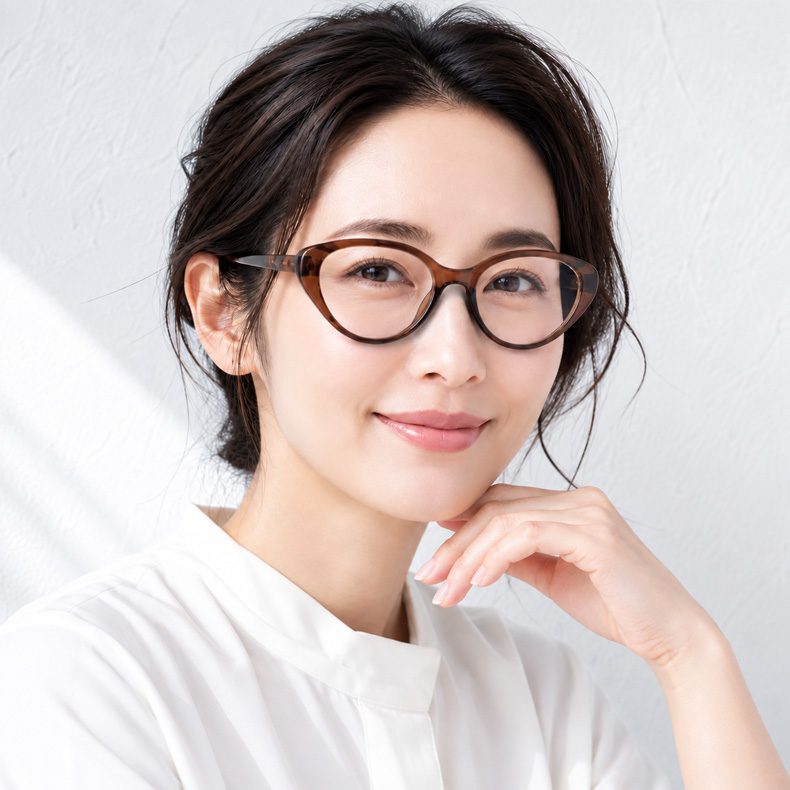 【上向きキャットアイ型・すっきり見え】 Eterlens｜上品なキャットアイ型リーディンググラス｜ブルーライトカット×軽やかなビッグフレーム｜アジア女性の顔立ちにフィット｜スマホ・PC・読書これ1本で対応