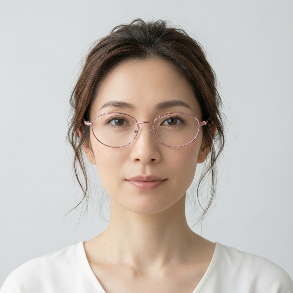 折りたたみ式シニアグラス | Oval FoldLite | Eterlens - model wearing image (AI generated, QA passed)