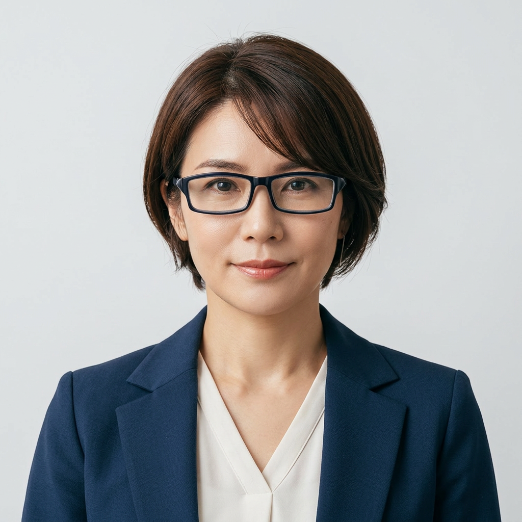 Eterlens GRAVITY 多焦点調光ブルーライトカット老眼鏡 - model wearing image (AI generated, QA passed)