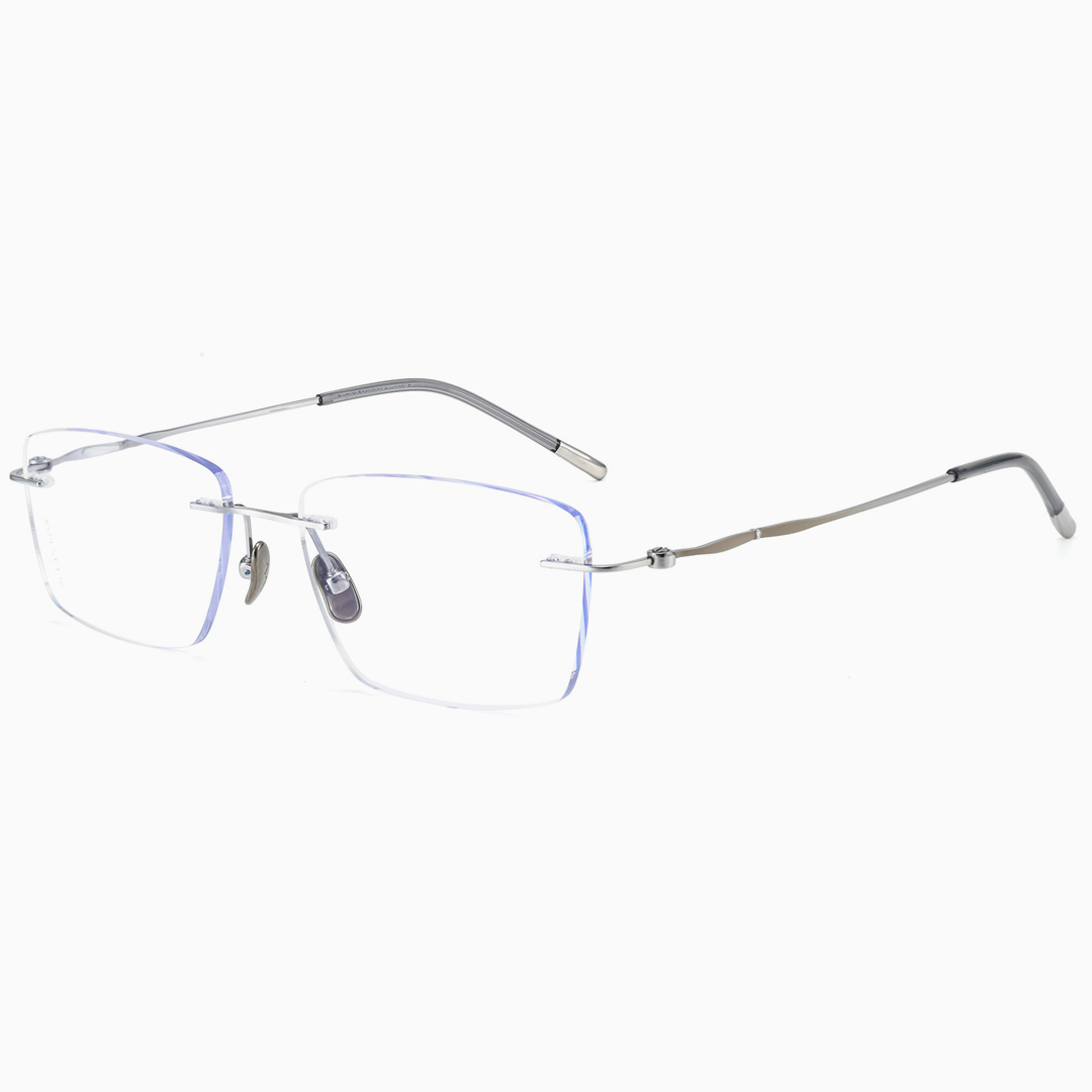 【締めつけにくく快適】Eterlens 純チタンリムレスメガネ｜約6.2g超軽量｜メンズ