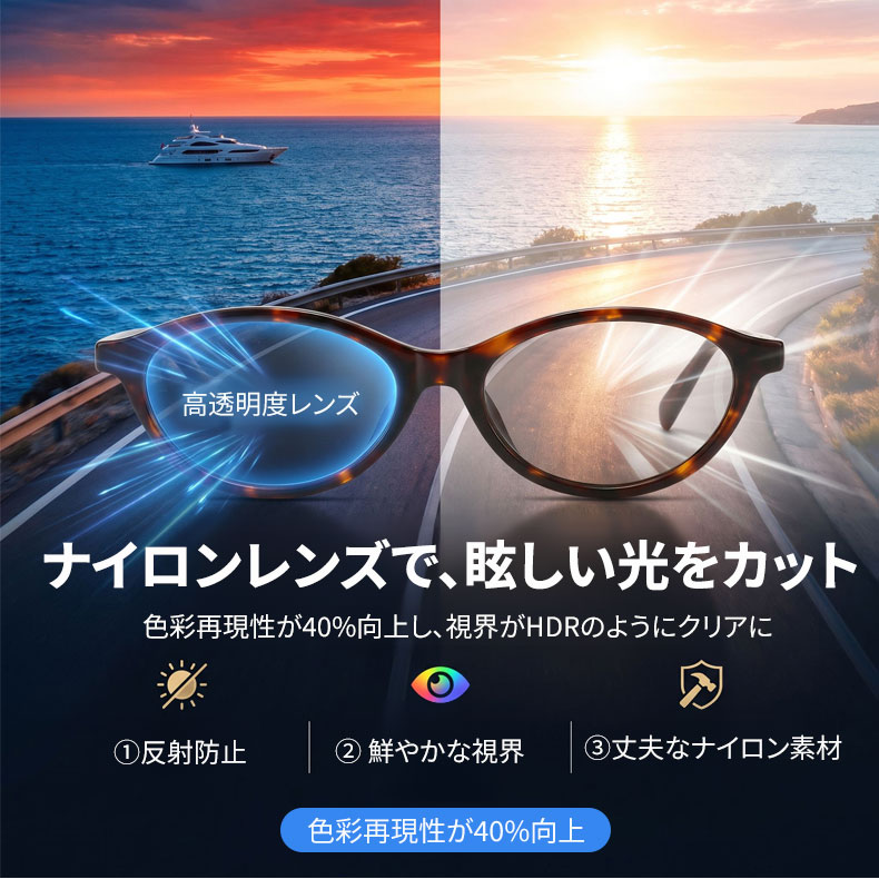 【上品・こなれ感】Eterlens｜オーバル型サングラス｜艶やかアセテート・べっ甲柄｜ライトカラーレンズ・UVカット｜レトロクラシック・お出かけ用