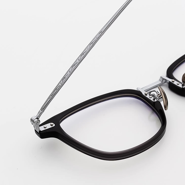 【知的でシャープ・小顔効果】Eterlens スクエアメガネ| TR+チタン|   13.9g超軽量フレーム | 度付き対応・ブルーライトカット・男女兼用 - 商品画像 8/10 (Round RxReady)