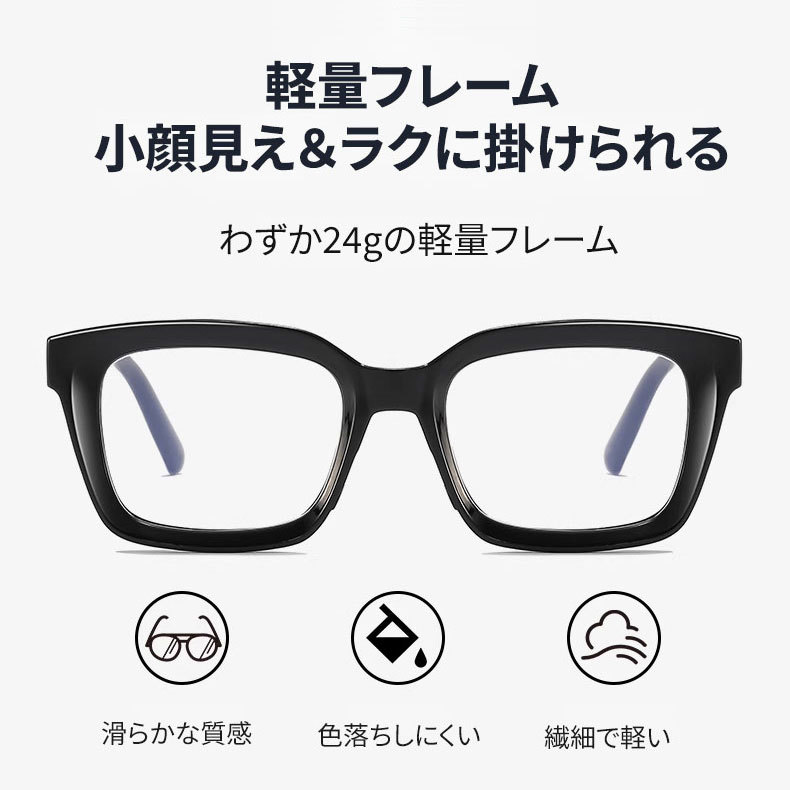 【小顔効果・太縁フレーム】Eterlens おしゃれなビッグフレーム老眼鏡｜クラシック 黒縁｜ブルーライトカット機能｜顔型カバー ｜ユニセックス