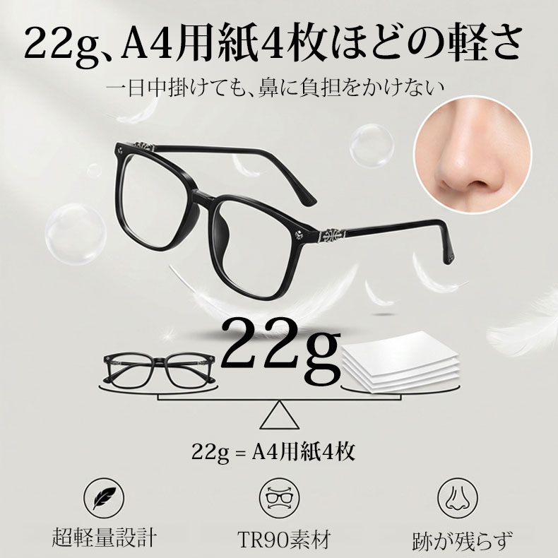 【シルバー彫刻×ビッグウェリントン型】Eterlens｜クロス＆唐草彫刻 リーディンググラス｜曇り止め・ブルーライトカット・遠中近対応｜調光レンズ｜顔まわりをすっきり見せる大きめフレーム