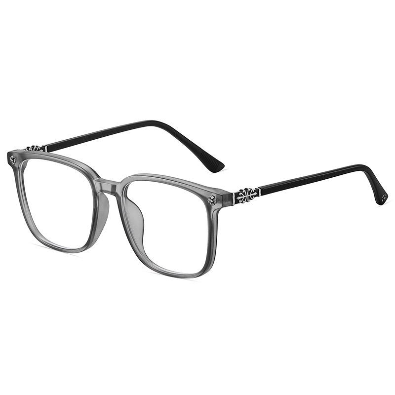 【シルバー彫刻×ビッグウェリントン型】Eterlens｜クロス＆唐草彫刻 リーディンググラス｜曇り止め・ブルーライトカット・遠中近対応｜調光レンズ｜顔まわりをすっきり見せる大きめフレーム