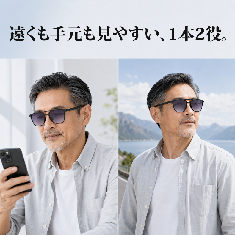 【UVカット】Eterlens｜おしゃれな二重焦点偏光老眼鏡｜ムレにくく快適